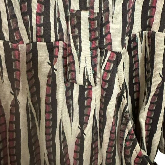 Diane von Furstenberg 100% Silk Tan Feather Pattern Button Long Sleeve Dress 4 - Picture 2 of 6